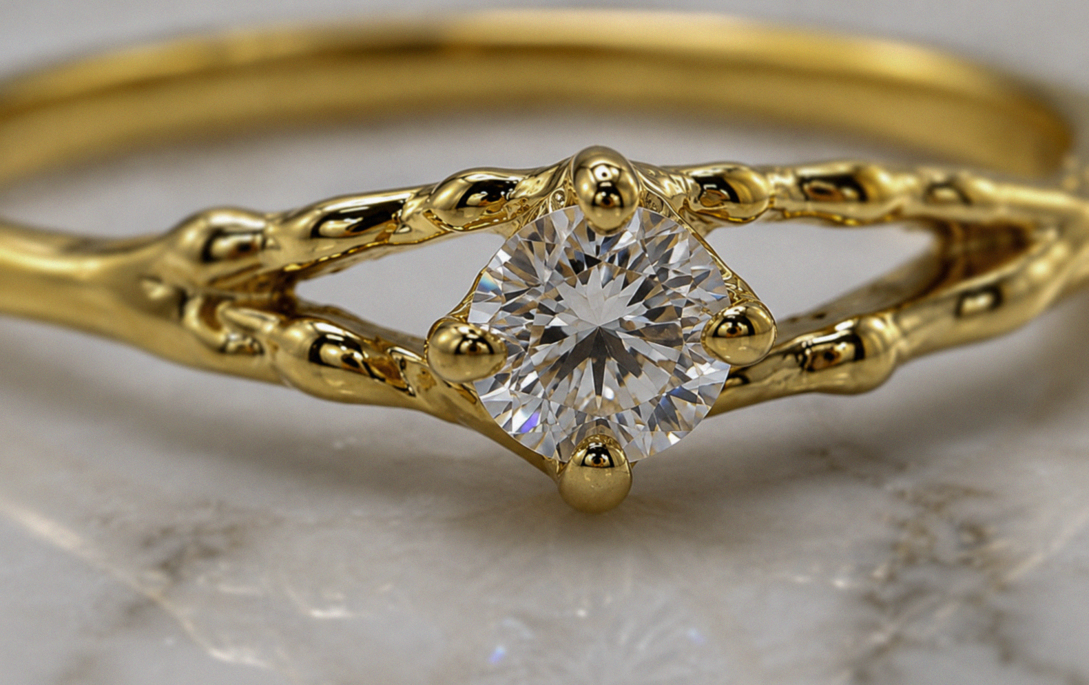 Banyan 18ct Gold Vermeil Lab-Grown Diamond Solitaire Ring