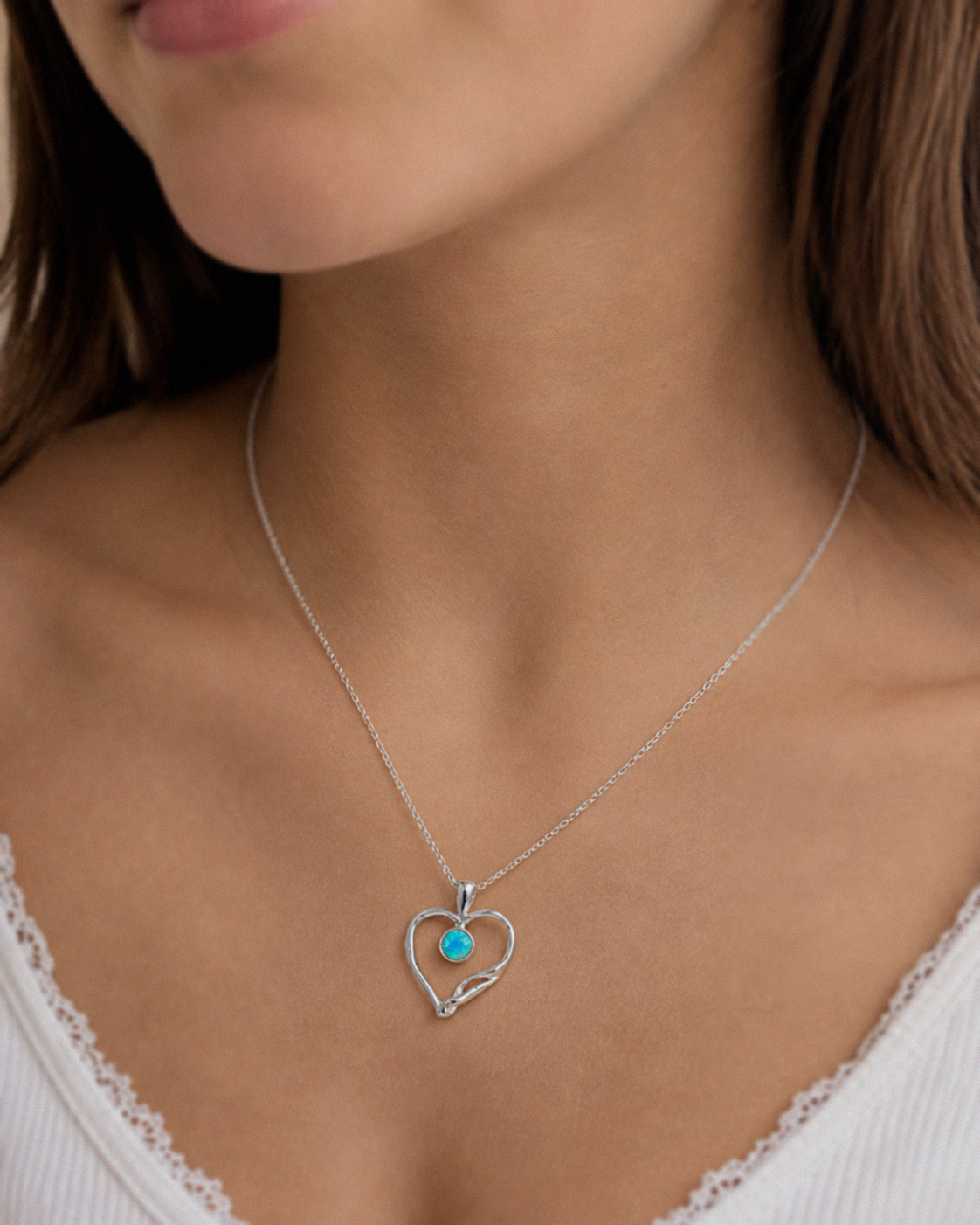 Banyan Blue Opalite Open Heart Pendant Necklace