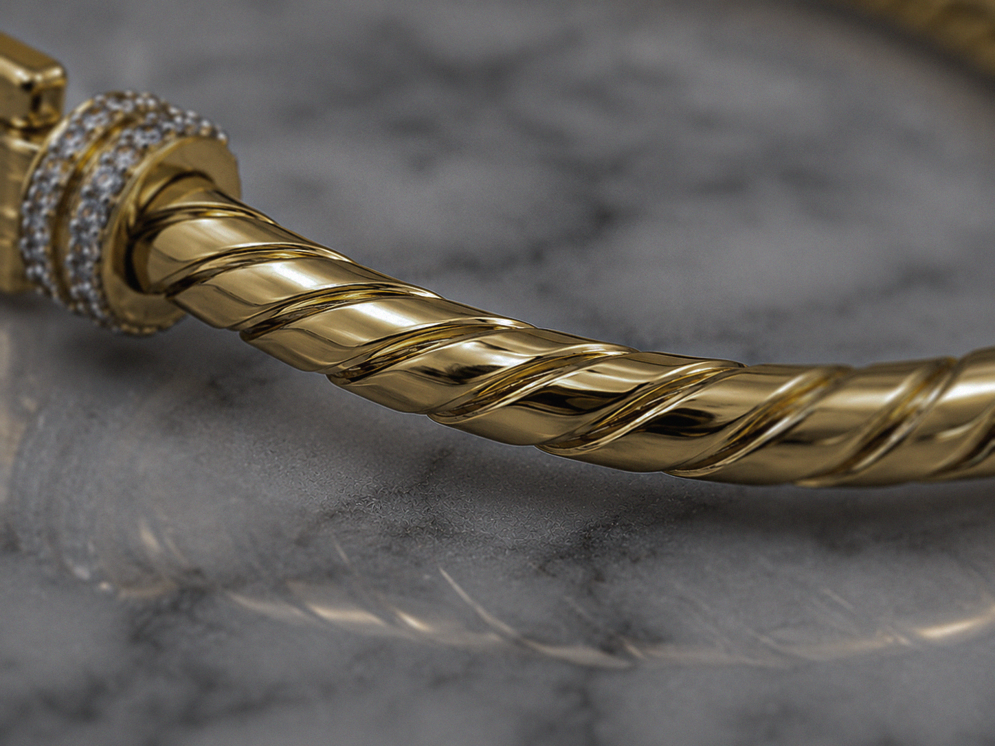 9ct Yellow Gold Twisted Heart Hook Bangle – Solid 13.8g
