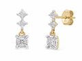 9ct Yellow Gold Diamond Trilogy Drop Earrings (0.20ct Total)