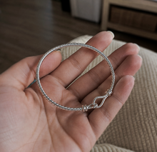 Sterling Silver Twisted Baby Bangle – Classic Hook Design