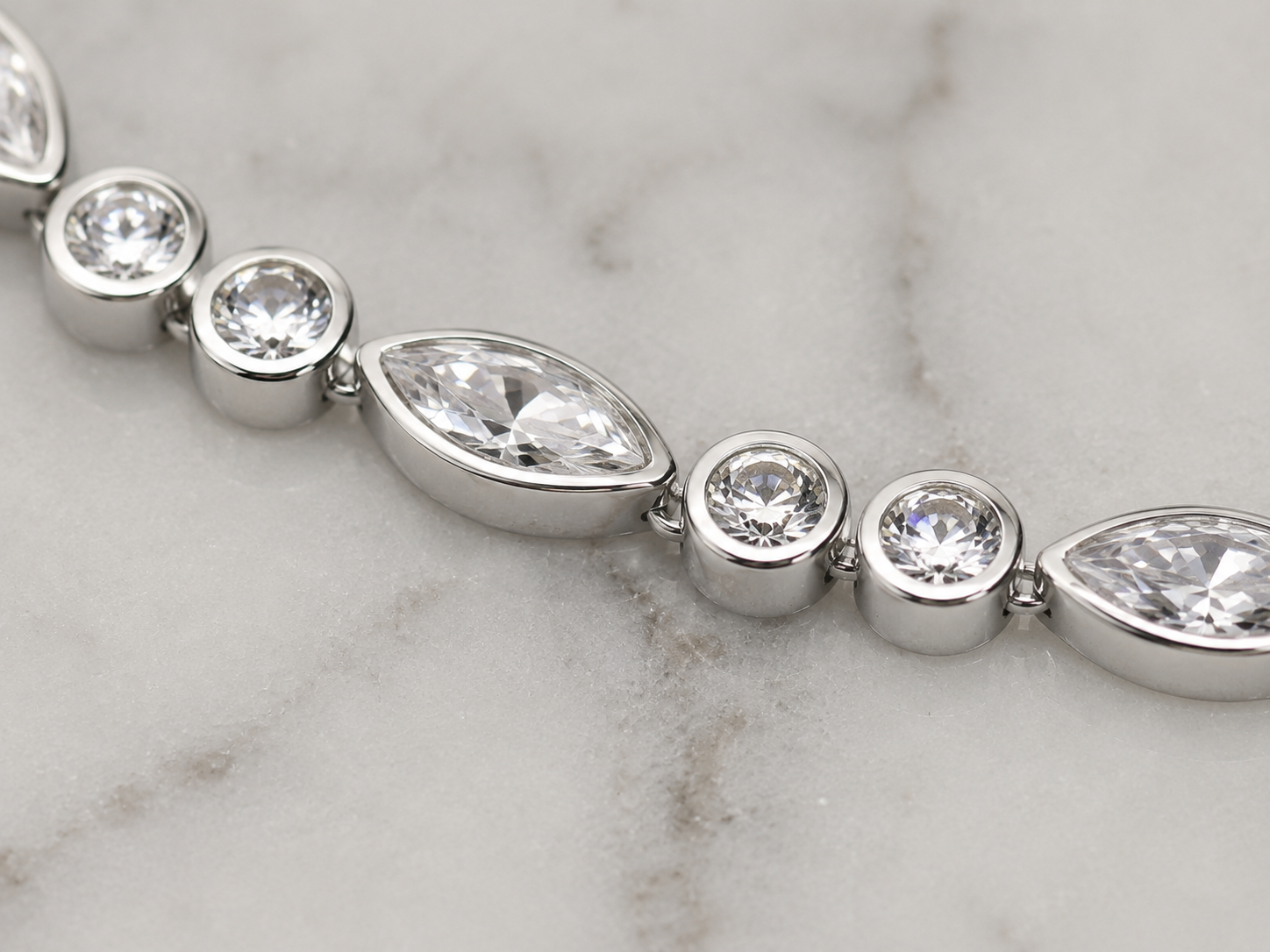 Sterling Silver Marquise Cubic Zirconia Bracelet