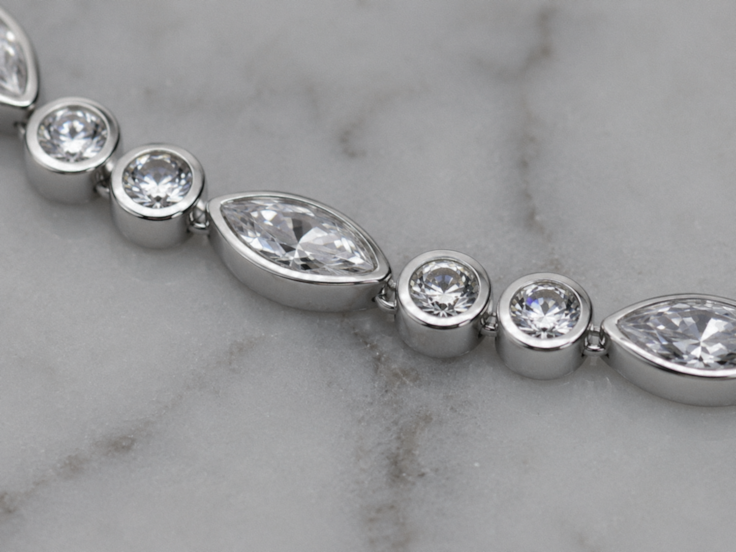 Sterling Silver Marquise Cubic Zirconia Bracelet
