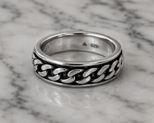 Heavyweight Chain Detail Spinner Ring – Solid Sterling Silver