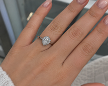 9ct White Gold 0.35ct Pear-Cut Flower Halo Diamond Engagement Ring
