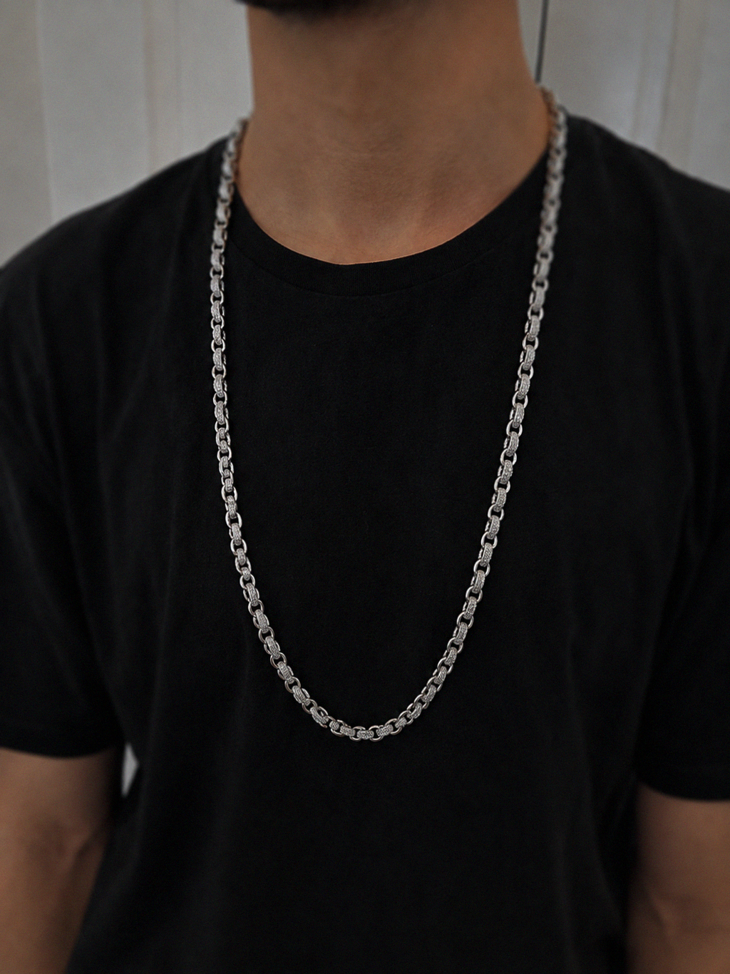 Silver Cubic Zirconia Belcher Chain 26"