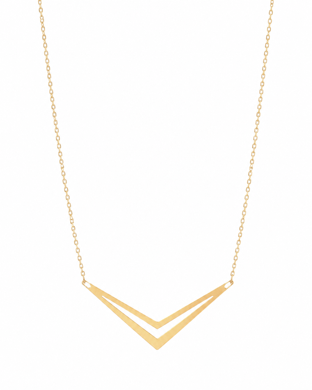 9ct Yellow Gold Double Chevron Arrow Necklace 16 Inch