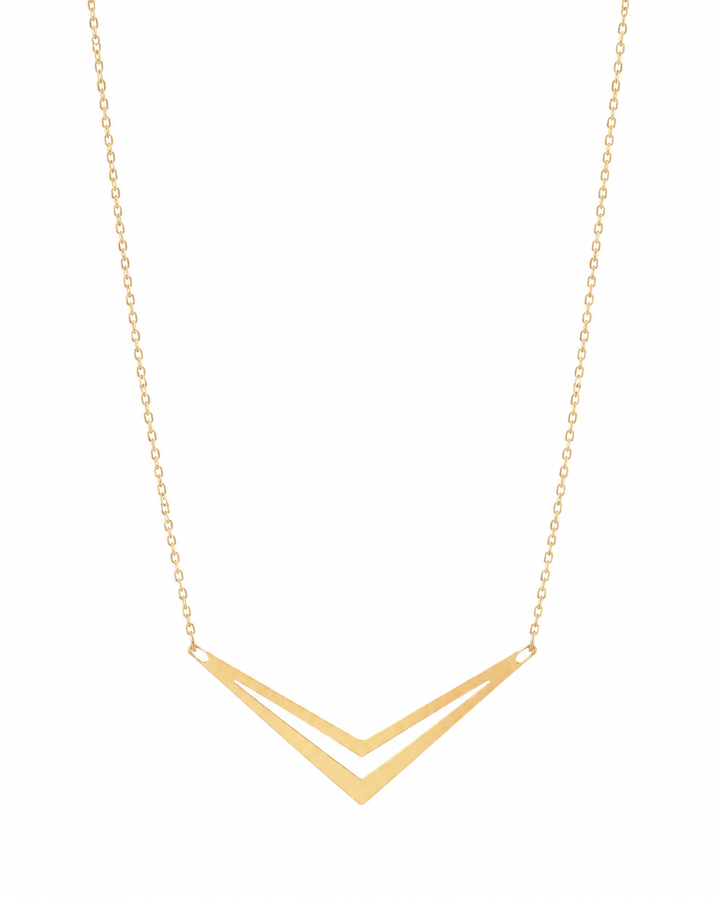 9ct Yellow Gold Double Chevron Arrow Necklace 16 Inch