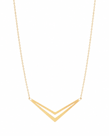 9ct Yellow Gold Double Chevron Arrow Necklace 16 Inch