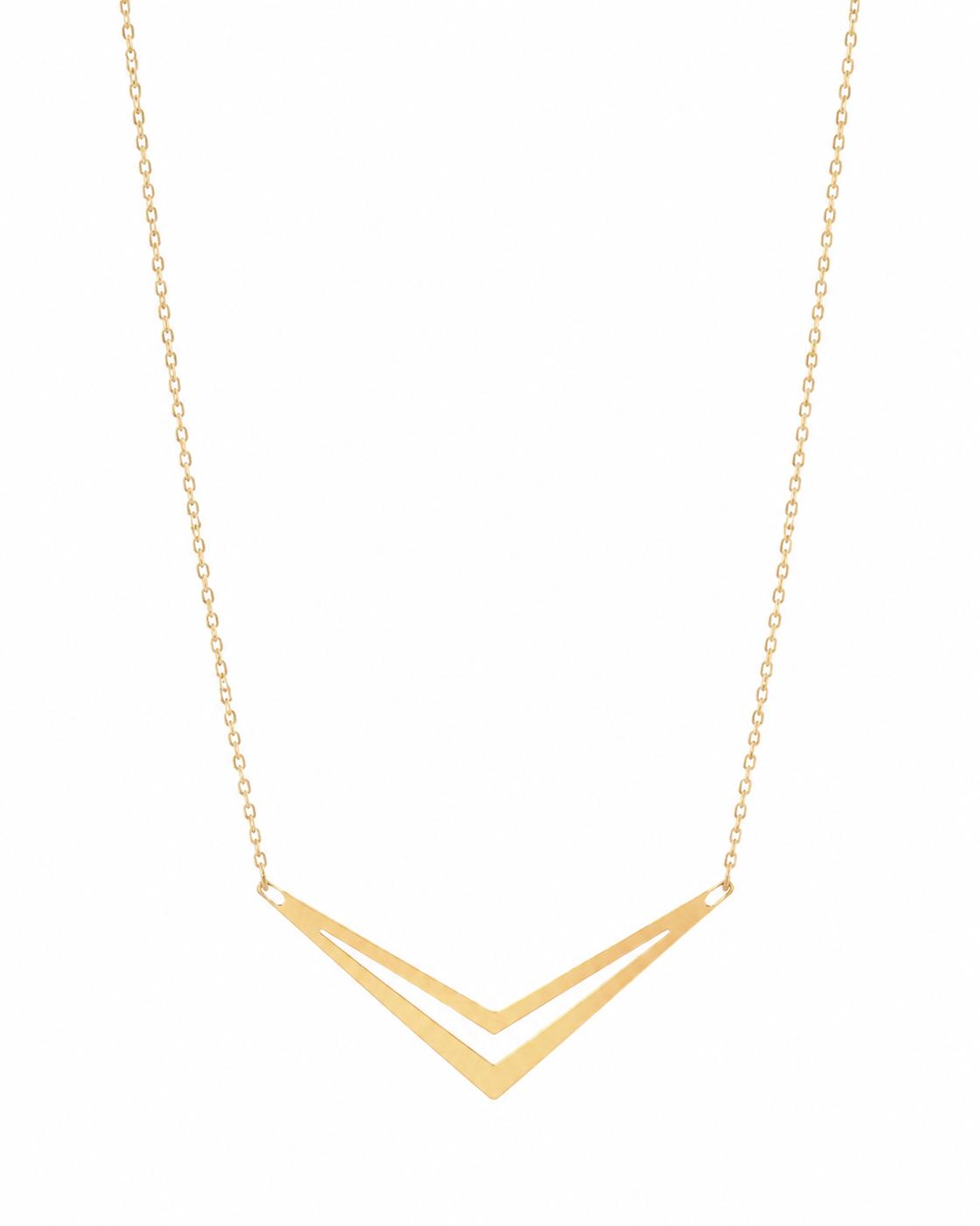 9ct Yellow Gold Double Chevron Arrow Necklace 16 Inch