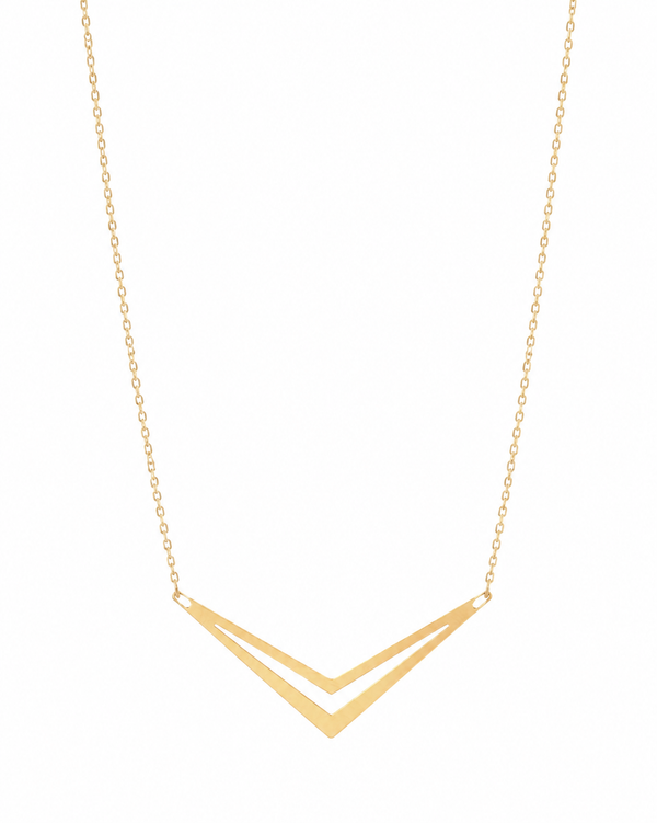 9ct Yellow Gold Double Chevron Arrow Necklace 16 Inch