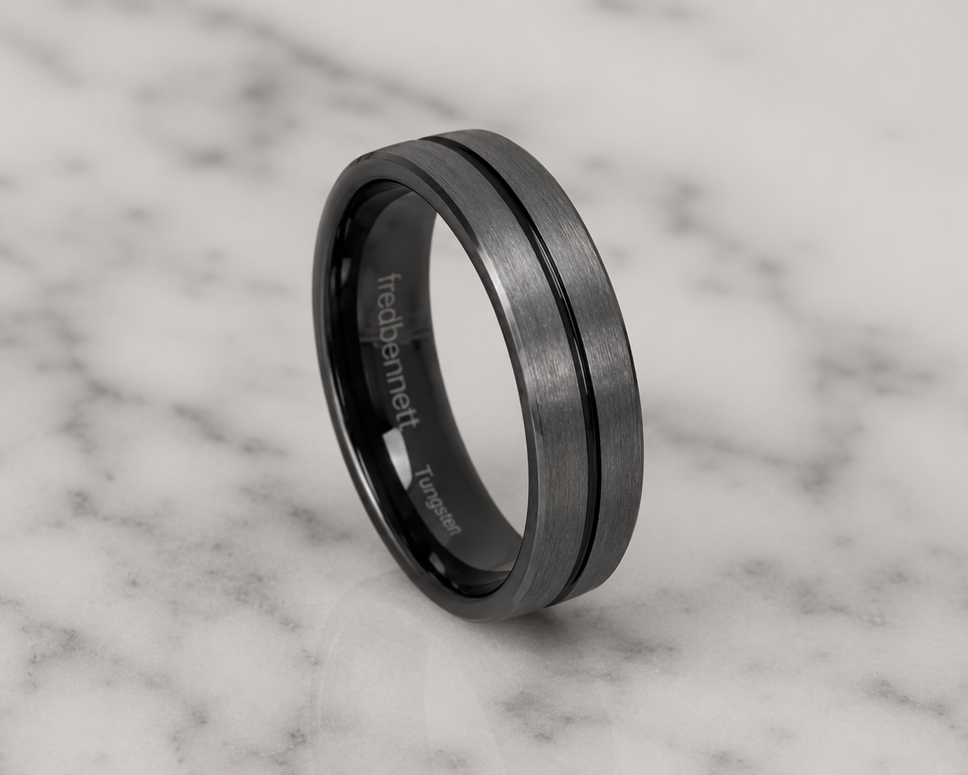 Fred Bennett Black Stripe Tungsten Ring