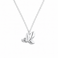 Sterling Silver Leaf Necklace With Natural Diamond