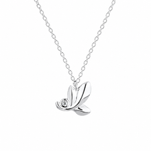 Sterling Silver Leaf Necklace With Natural Diamond