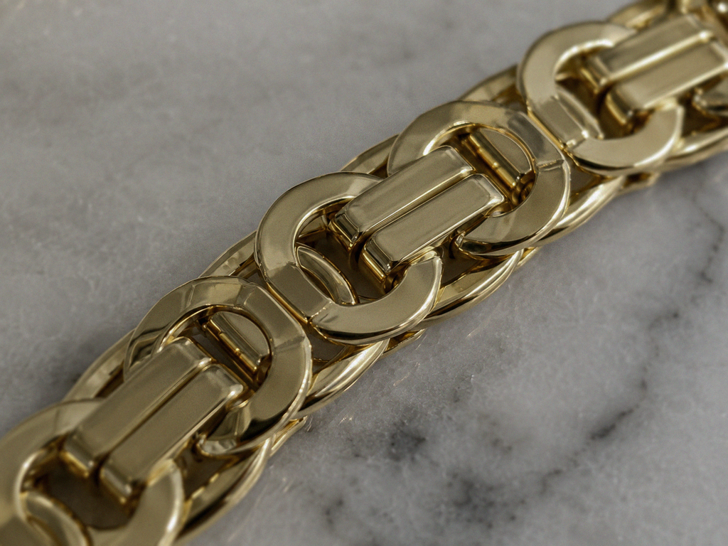 9ct Yellow Gold Flat Byzantine Chain Necklace – 22” | Solid Gold