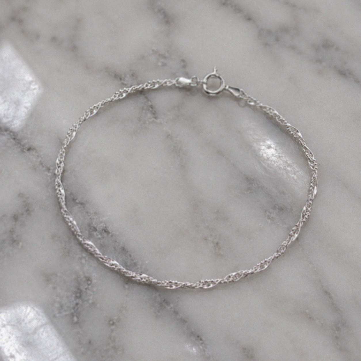 Sterling Silver Twisted Chain Charm Bracelet