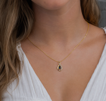 9ct Yellow Gold London Blue Topaz & Diamond Pendant Necklace