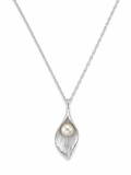 Sterling Silver Freshwater Pearl Calla Lily Pendant Necklace