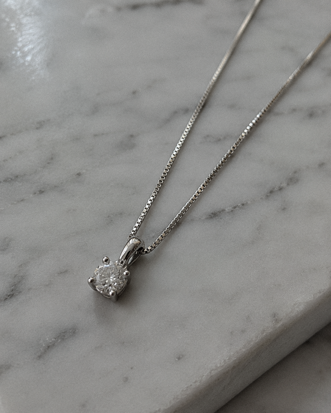 18ct White Gold 0.25ct Lab-Grown Diamond Solitaire Pendant Necklace