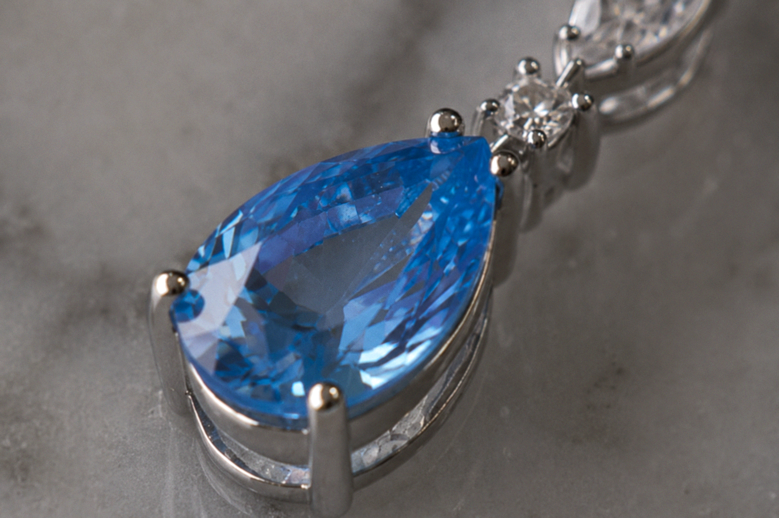 Marquise & Teardrop Blue Cubic Zirconia Pendant Necklace – Sterling Silver