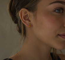 Detailed Octagon Citrine Stud Earrings in 9ct Yellow Gold