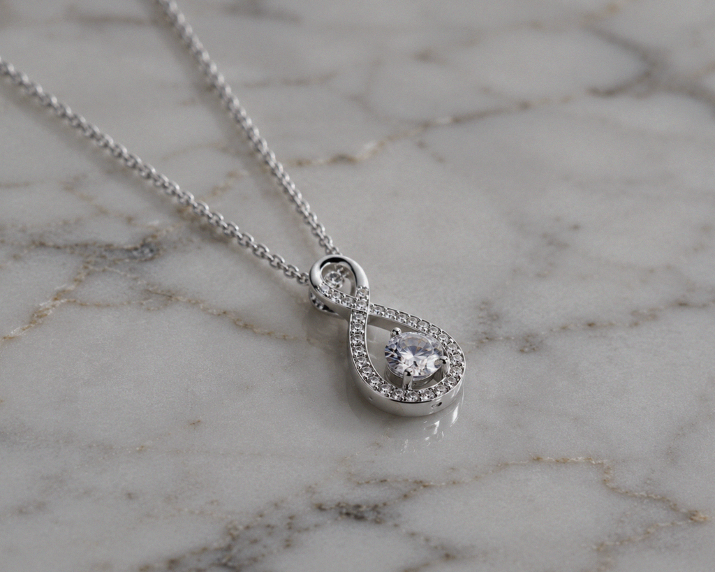Diamonfire Sterling Silver 2ct Zirconia Infinity Necklace