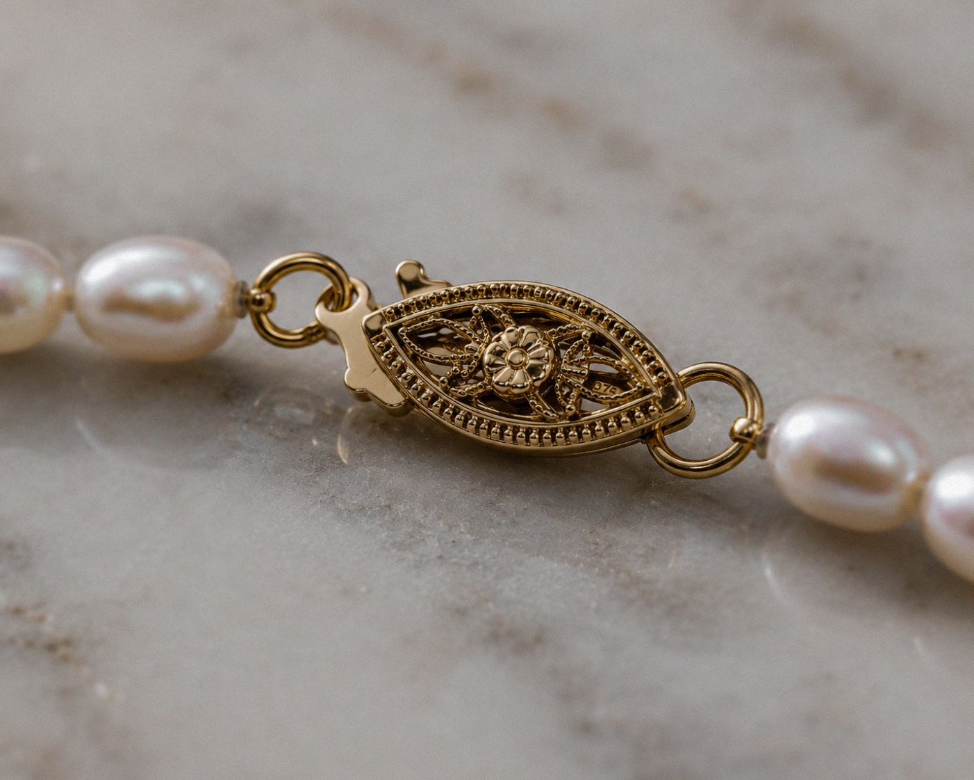 Seed Pearl & Diamond Flower Bracelet in 9ct Yellow Gold