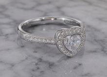 Diamonfire Sterling Silver Cubic Zirconia Heart Halo Ring