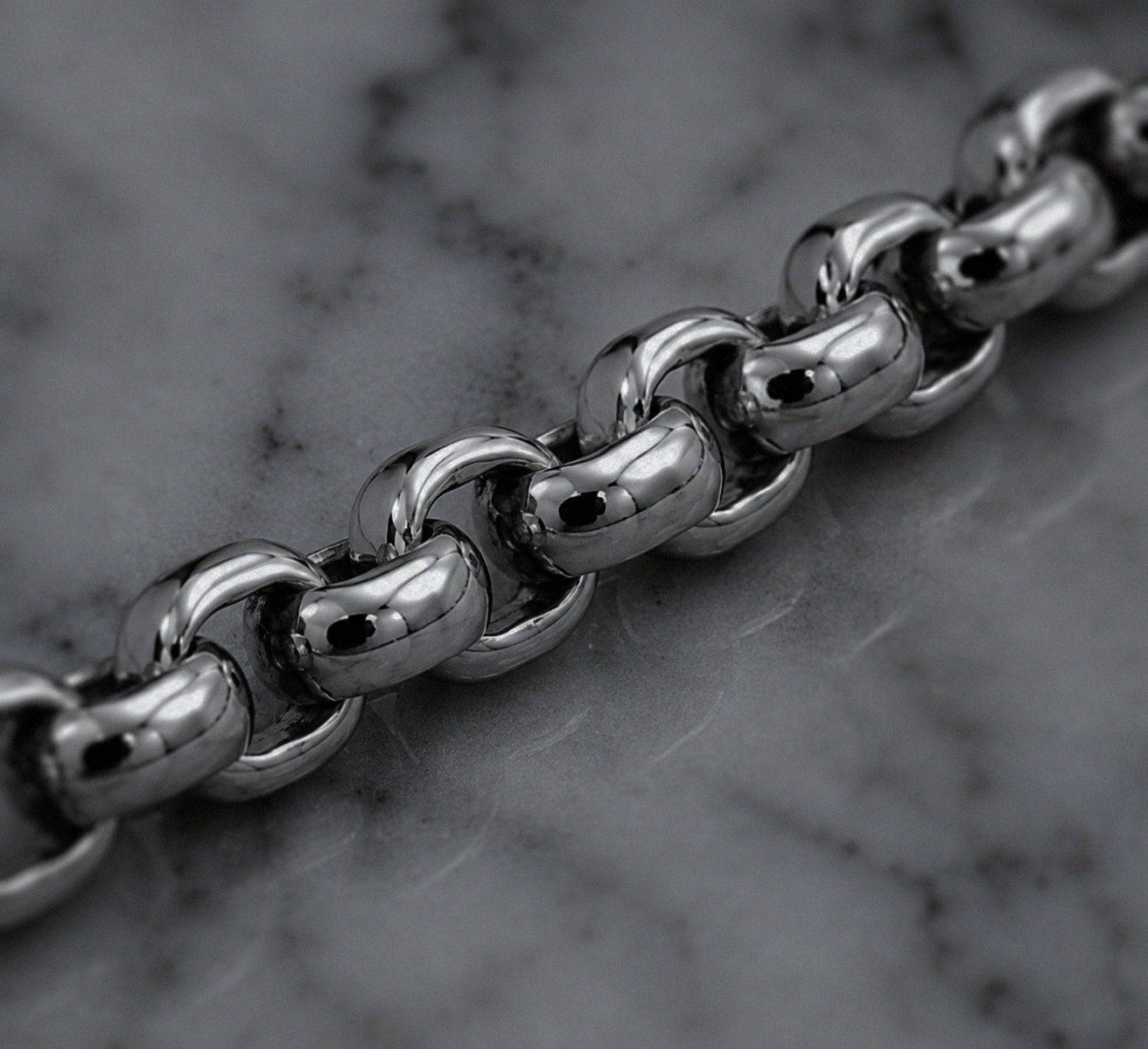 Men’s Large Belcher Link Bracelet – Polished Stainless Steel