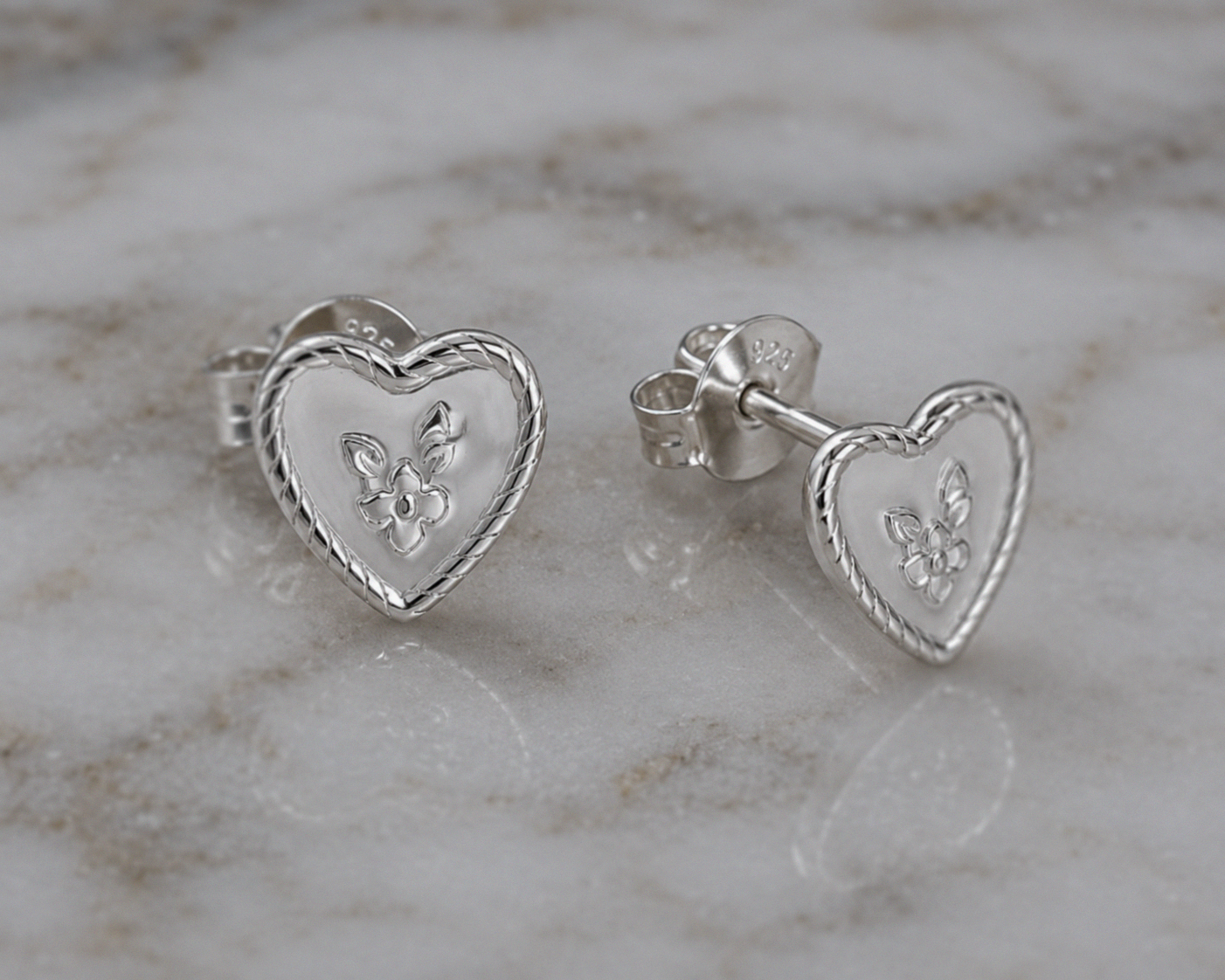 Laura Ashley Spring Posy Sterling Silver Heart Stud Earrings