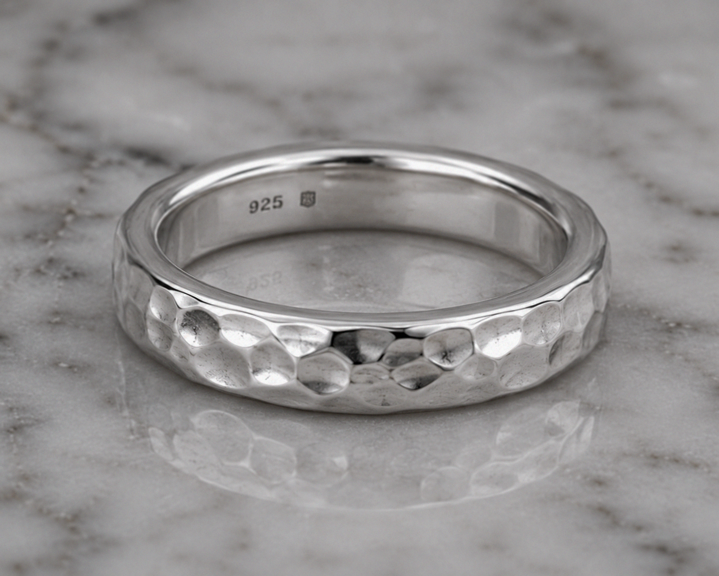 Hammered Sterling Silver Unisex Band Ring
