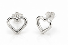 Sterling Silver Small Open Heart Stud Earrings