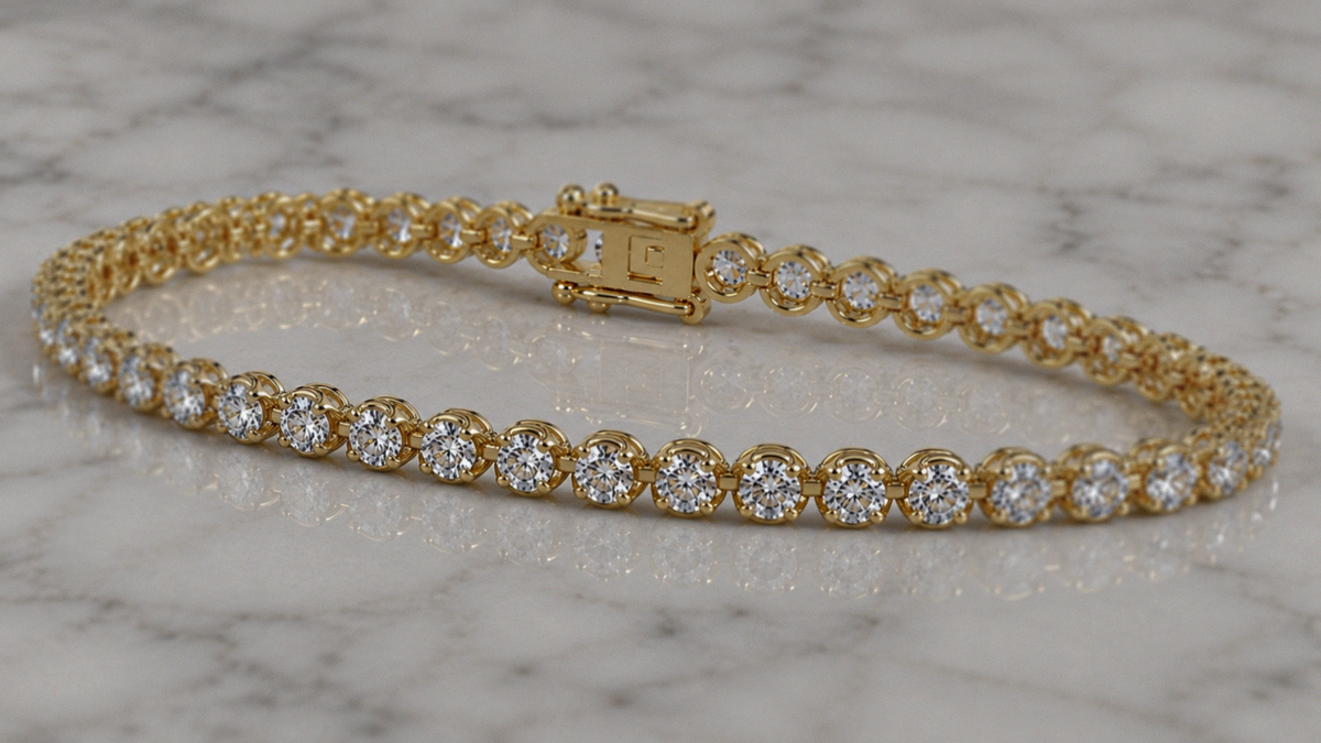 9ct Yellow Gold 3ct Lab-Grown Diamond Tennis Bracelet 7 Inch