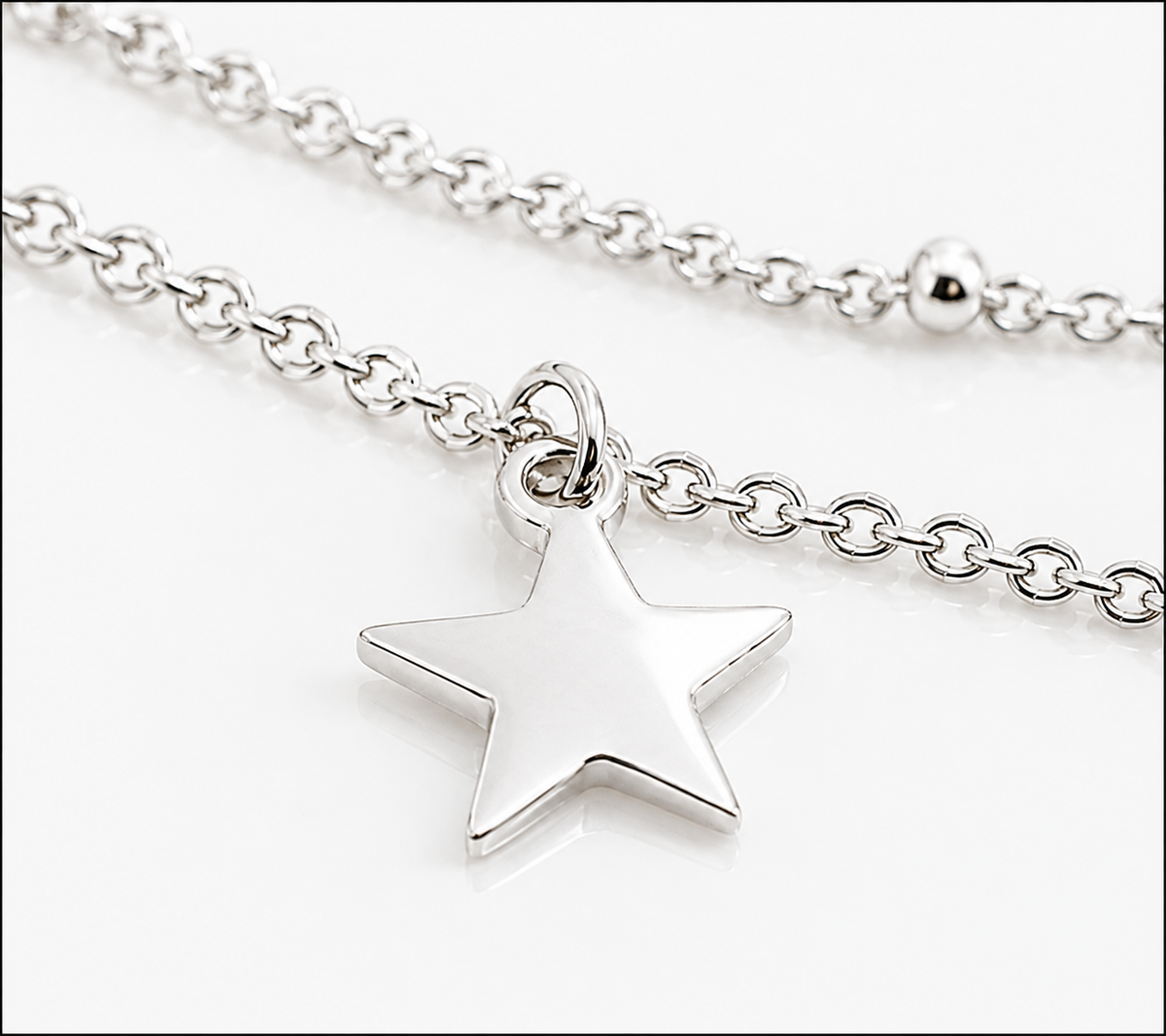 Sterling Silver Star & Moon Double Row Necklace