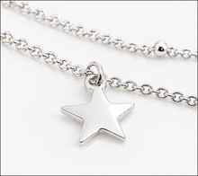 Sterling Silver Star & Moon Double Row Necklace