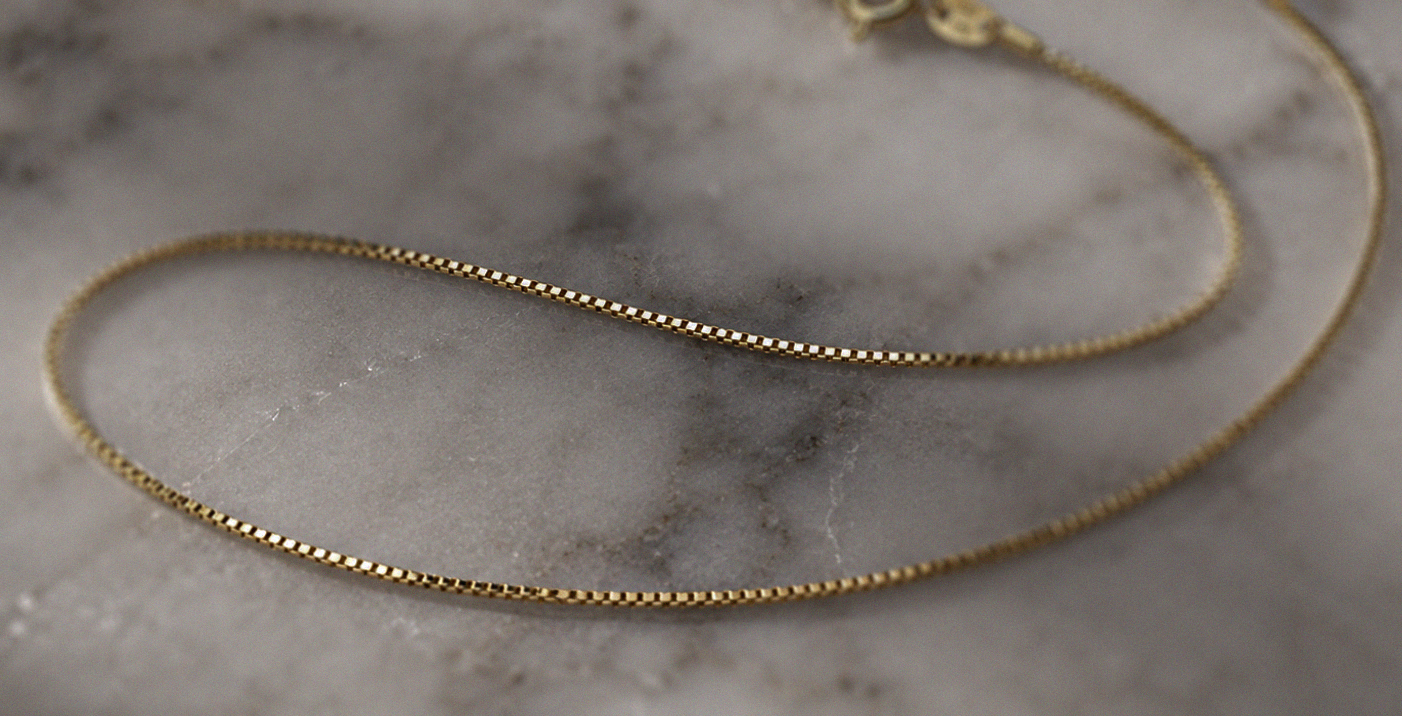 9ct Yellow Gold Venetian Box Chain Necklace (41-46cm)