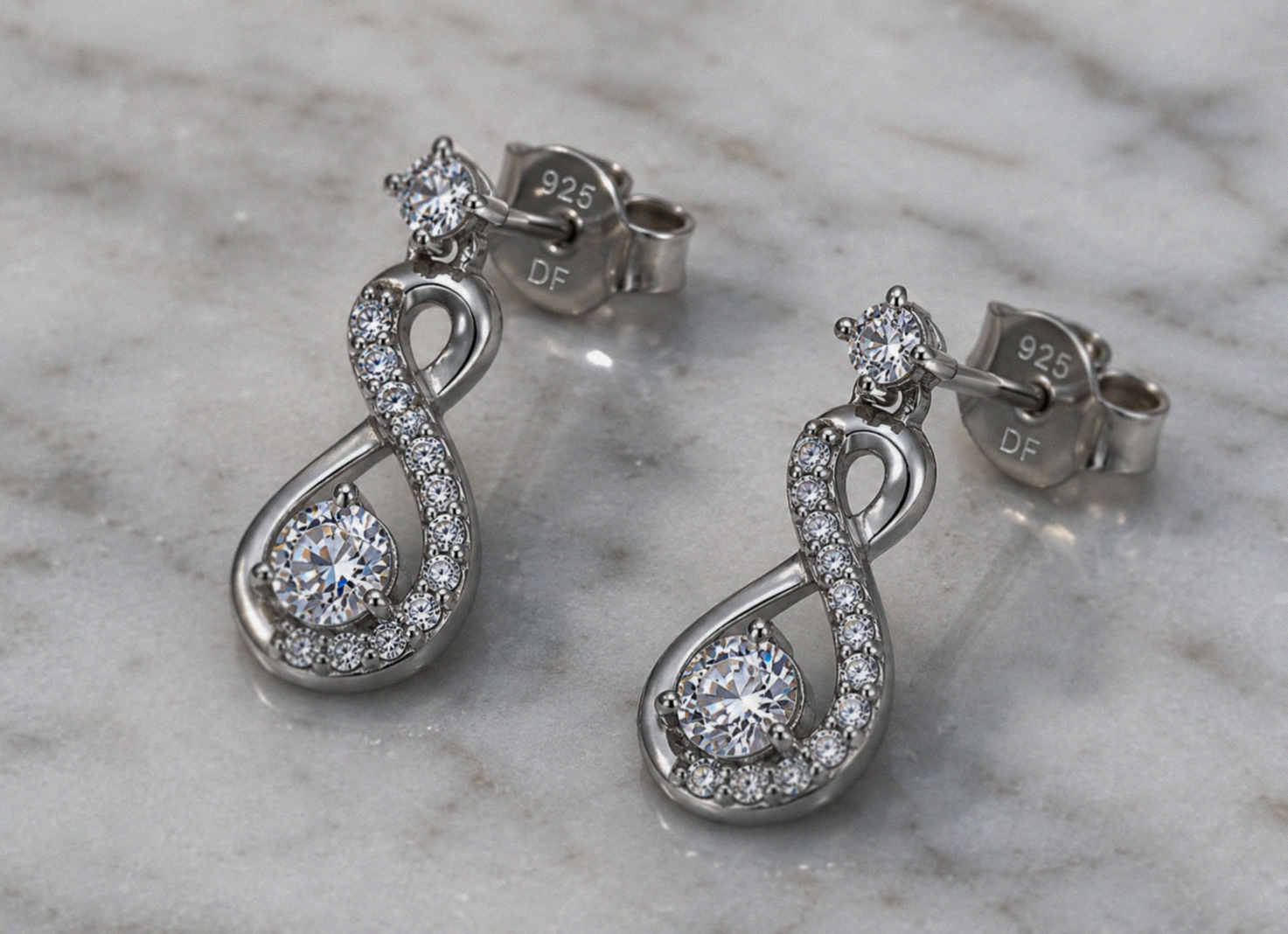 Diamonfire Sterling Silver Zirconia Infinity Drop Earrings