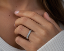 Platinum Diamond Wedding Band-Double Row Natural Diamonds