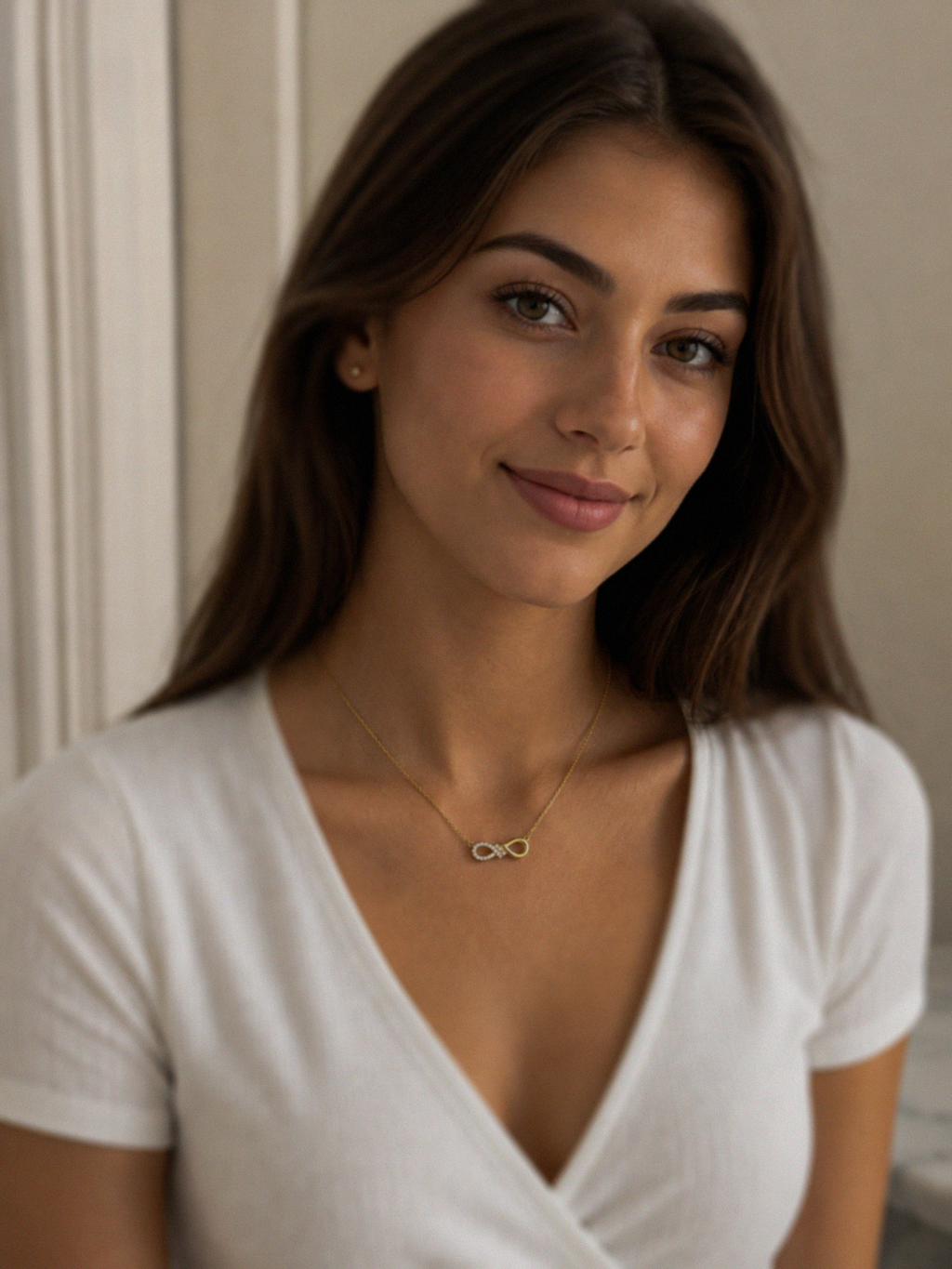 Sterling Silver Cubic Zirconia Infinity Necklace