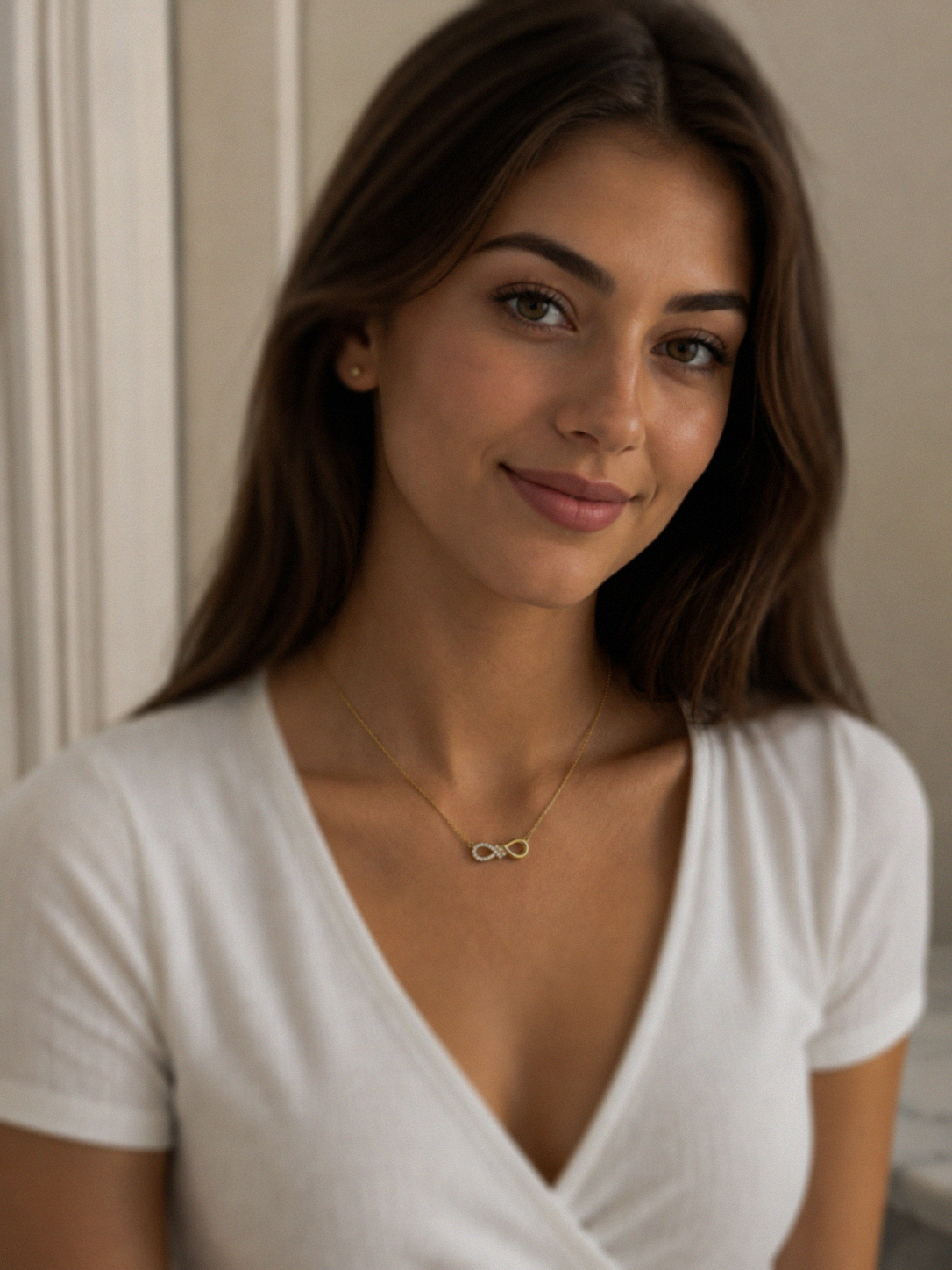 Sterling Silver Cubic Zirconia Infinity Necklace