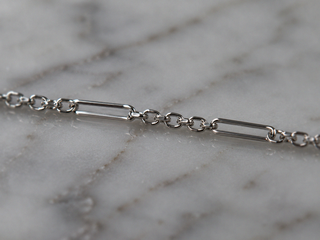 Mixed Length Link Chain Necklace in 9ct White Gold