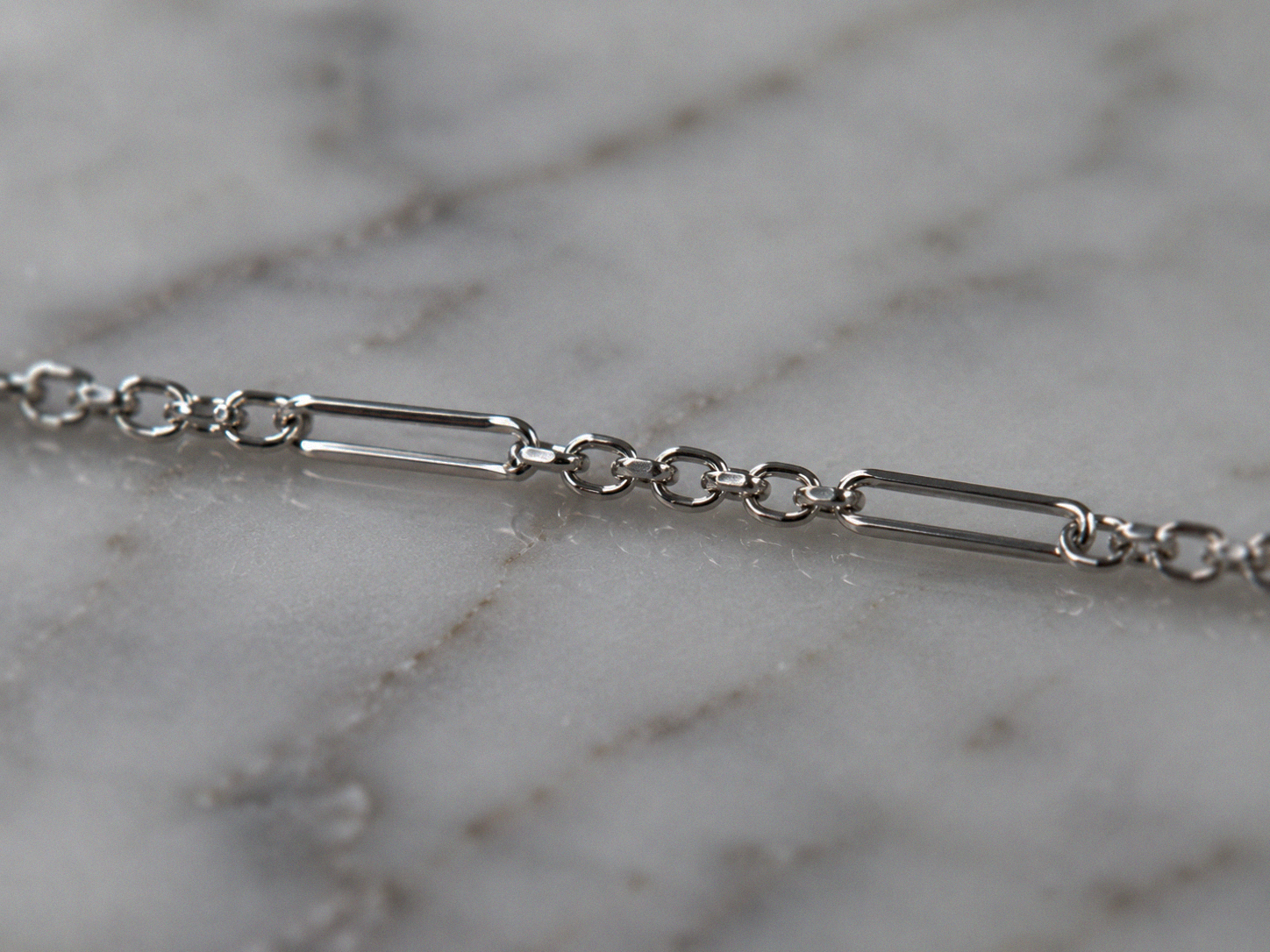 Mixed Length Link Chain Necklace in 9ct White Gold