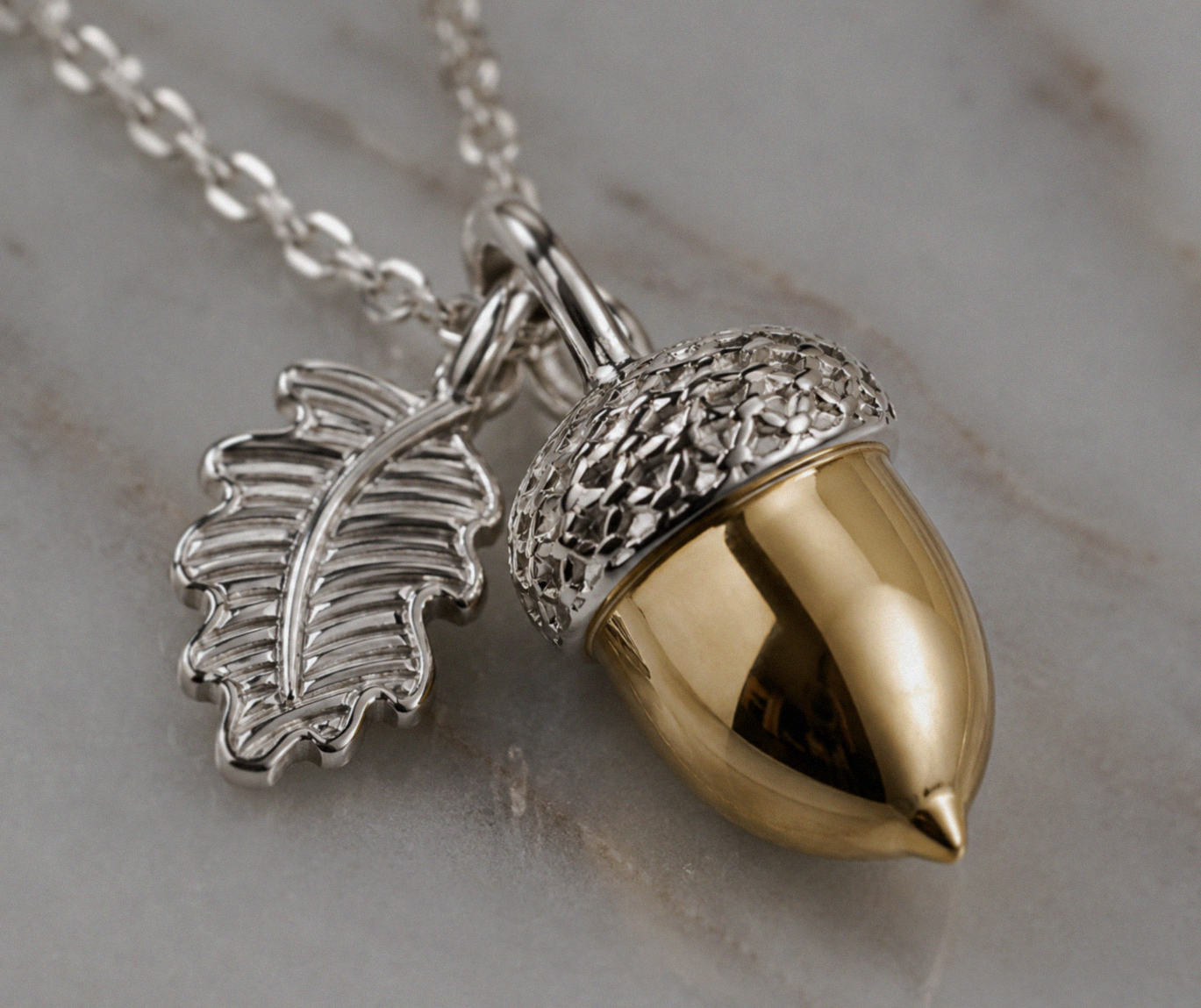 Laura Ashley Broadoak Two-Tone Silver Acorn Necklace
