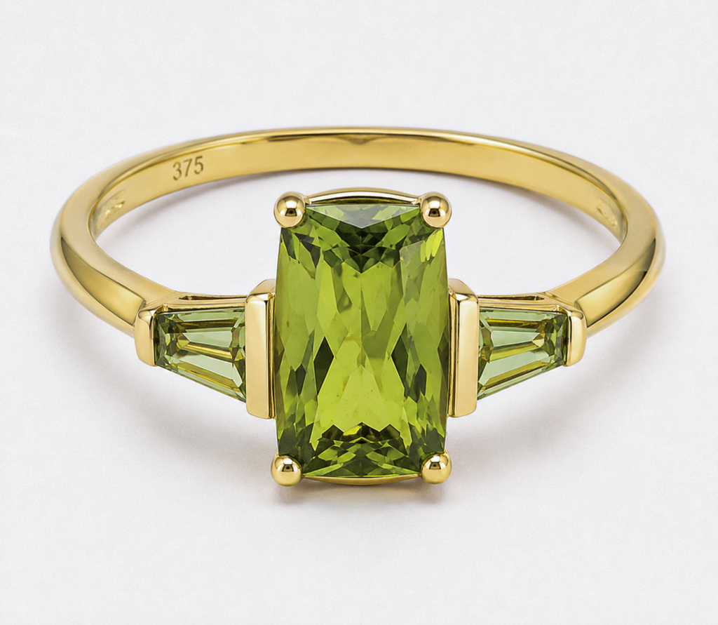 9ct Yellow Gold Trilogy Peridot Ring