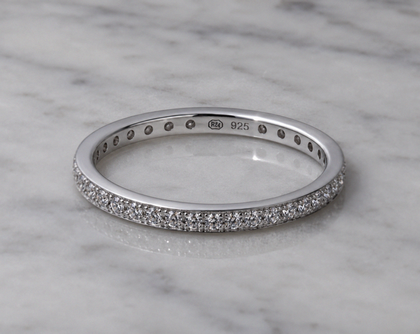 Sterling Silver Cubic Zirconia Pavé Eternity Ring