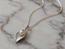 Sterling Silver Freshwater Pearl Calla Lily Pendant Necklace