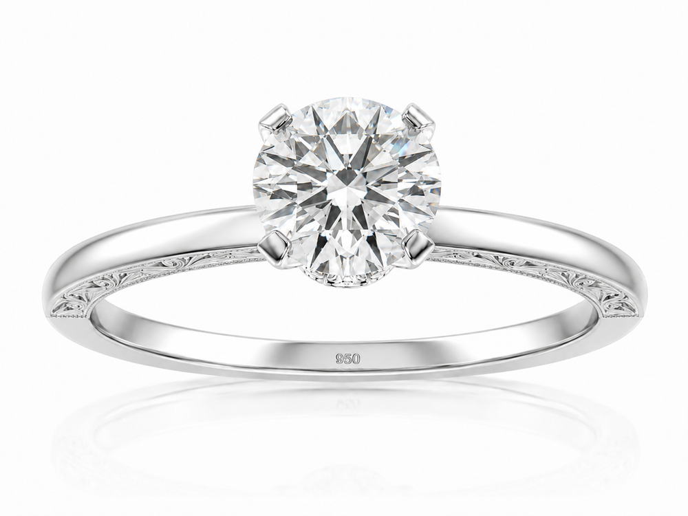 Platinum 1.22ct Natural Diamond Hidden Halo Solitaire Engagement Ring
