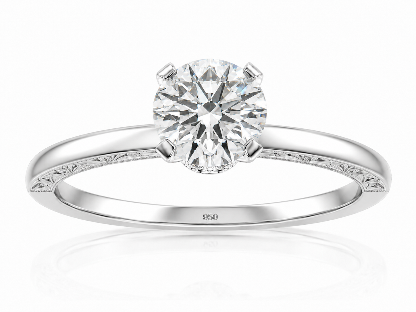 Platinum 1.22ct Natural Diamond Hidden Halo Solitaire Engagement Ring