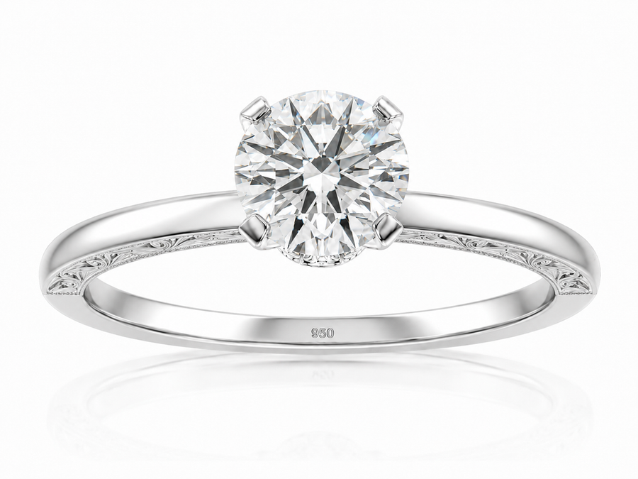 Platinum 1.22ct Natural Diamond Hidden Halo Solitaire Engagement Ring