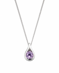 Sterling Silver Natural Amethyst Teardrop Pendant Necklace